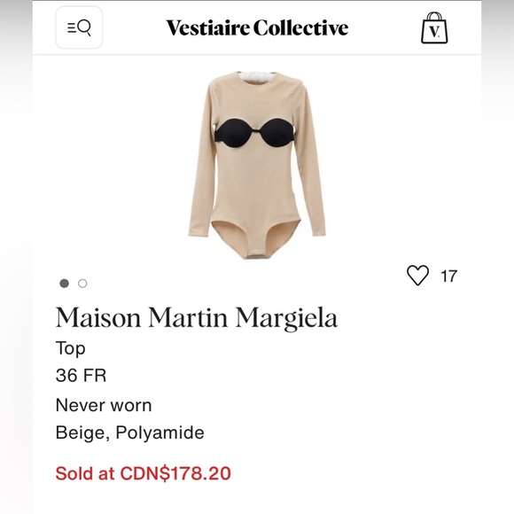 Maison Martin Margiela | S | Beige and Black Long Sleeve Bodysuit - Picture 2 of 2